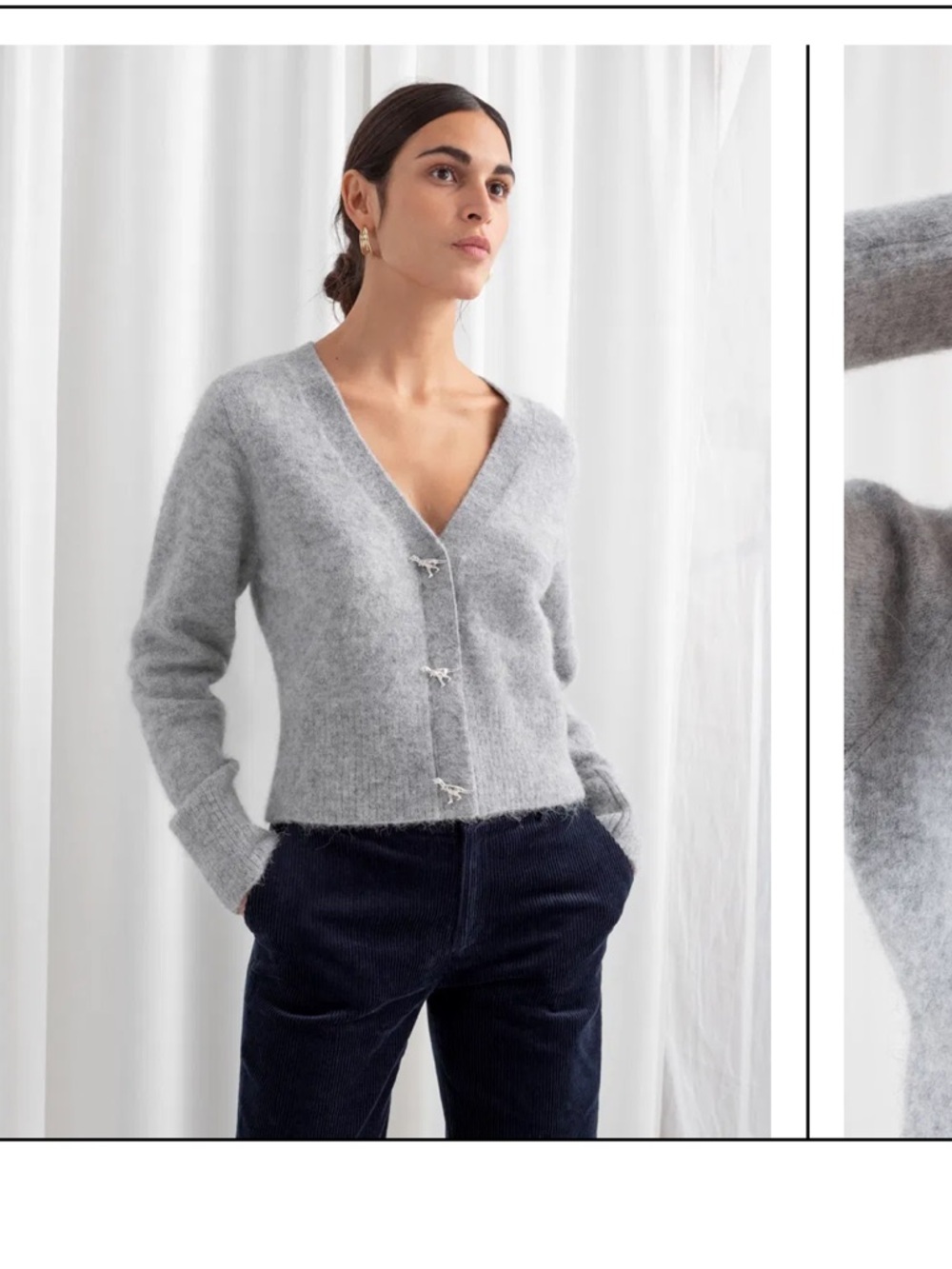 & Other Stories
Women's Grey Dinosaur Button Knit Cardigan small - Picture 2 of 13